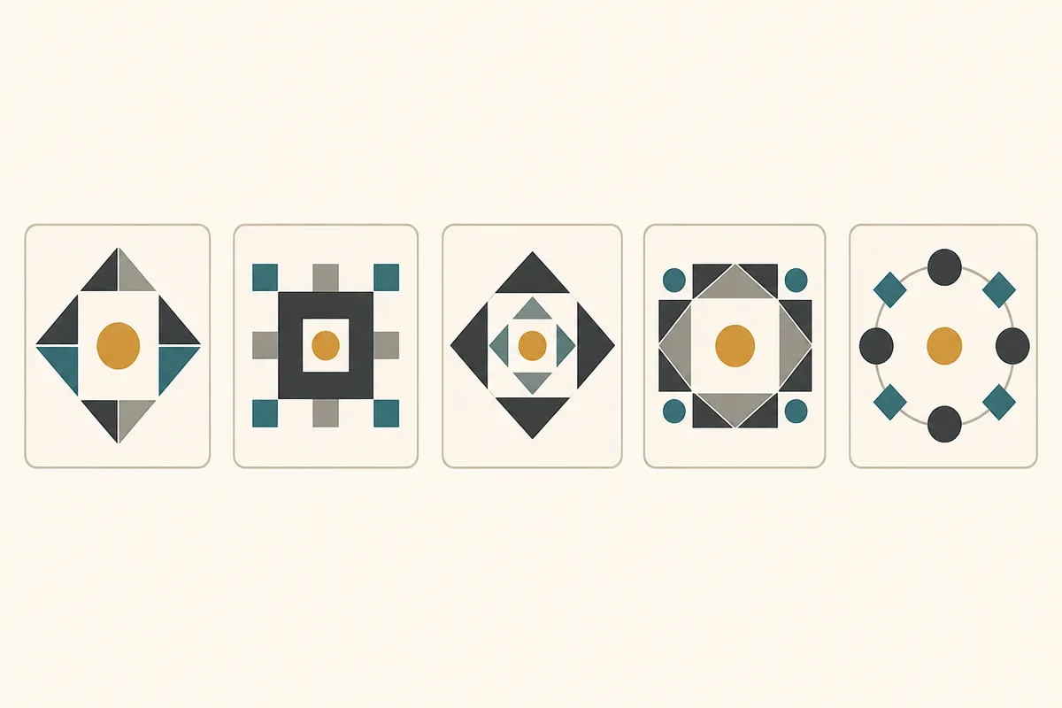 Five geometric patterns with one pattern breaking the rule